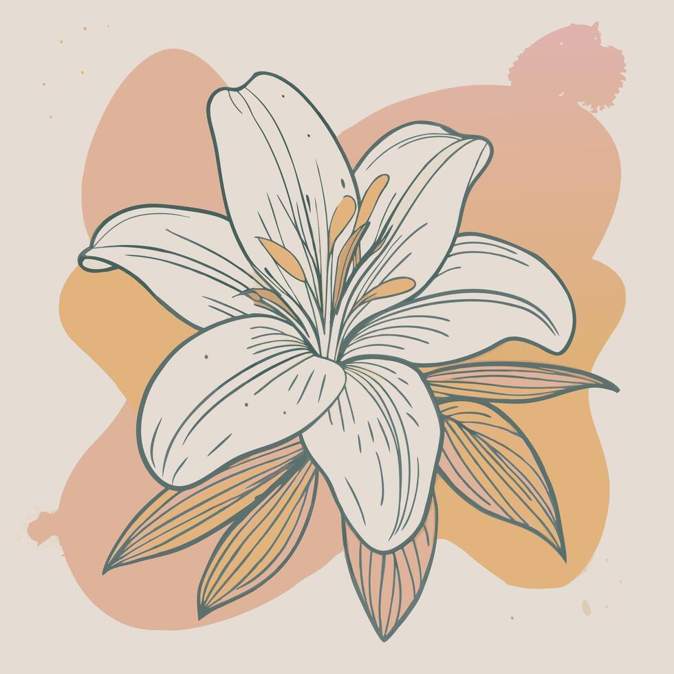 Elegant White Lily Illustration with Soft Pastel Background vector
