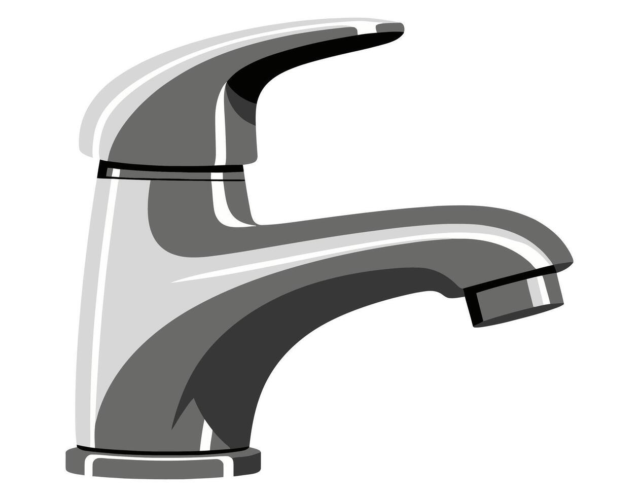 A modern faucet with a sleek design and a chrome finish for a bathroom sink. vector