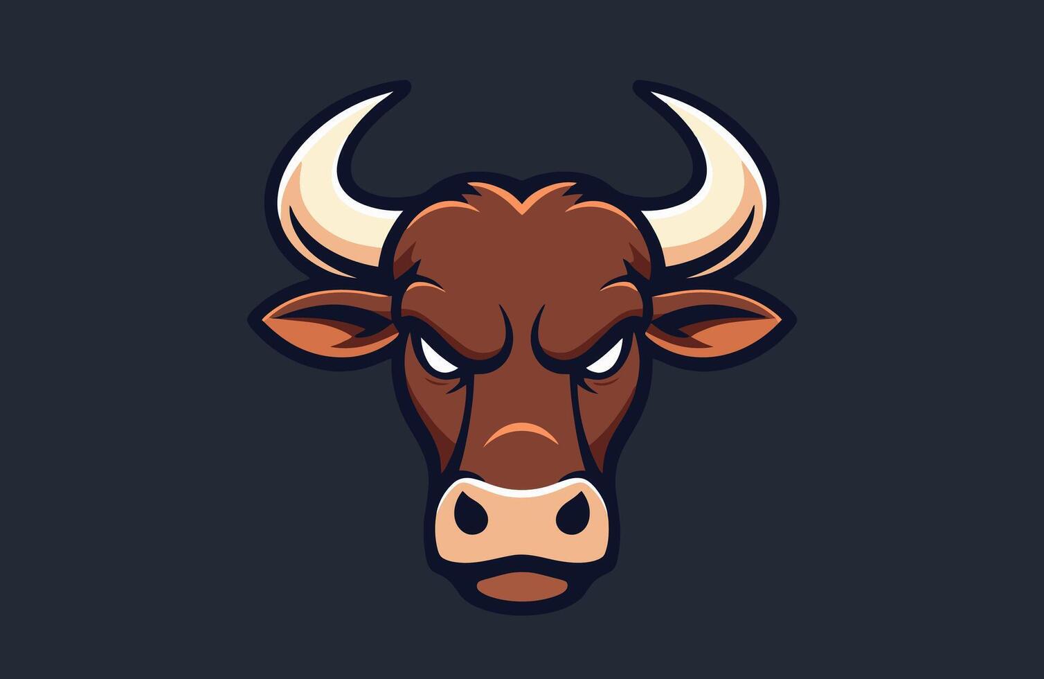 Head of an angry bull, mascot in cartoon style. vector