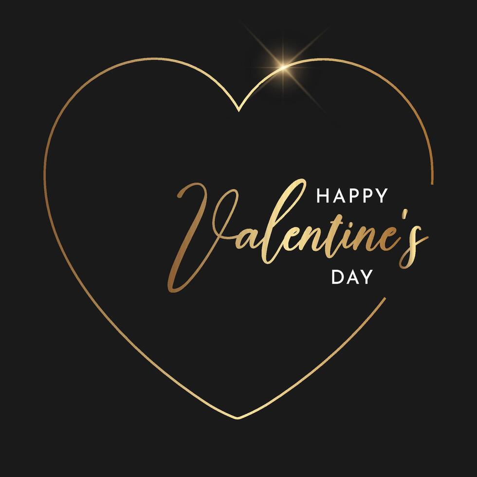 Elegant Valentines Day background with minimal gold and black design vector