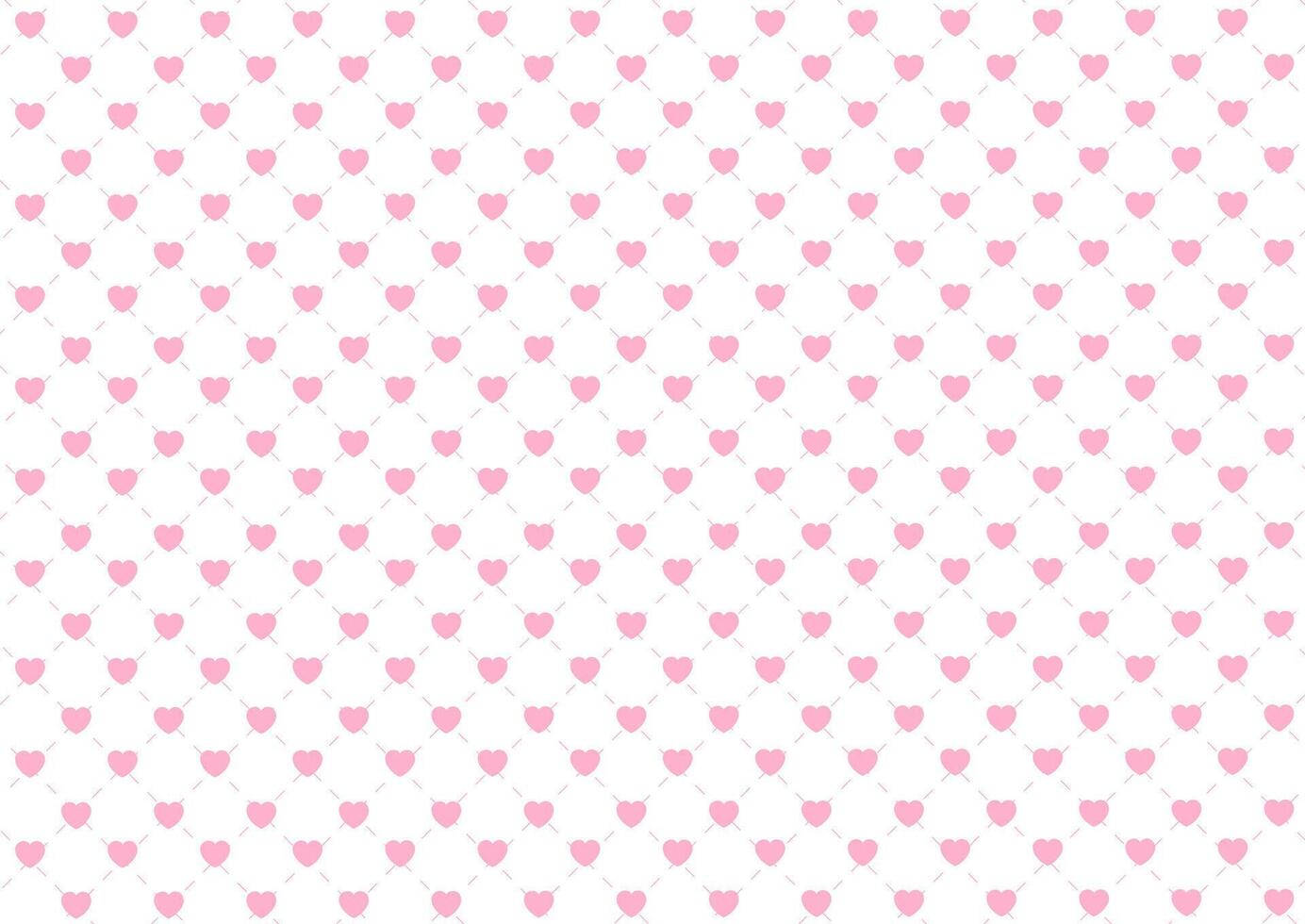 Minimal Valentines Day background with hearts and dashed line design vector