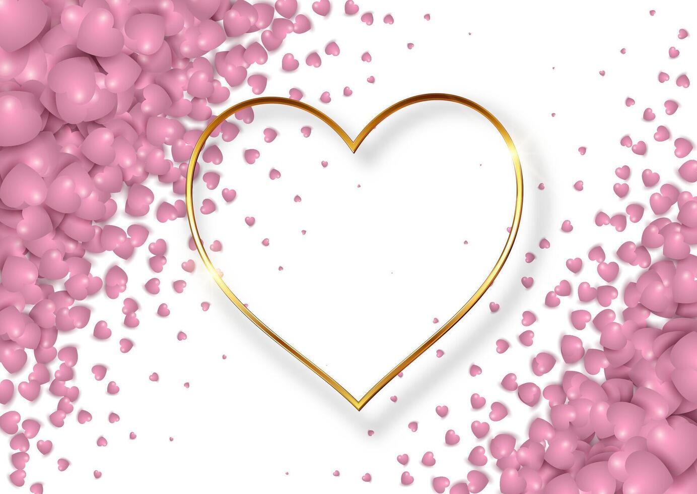 Valentines Day background with gold and pick hearts design vector