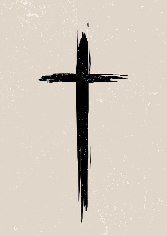 Religious cross background with grunge style design vector