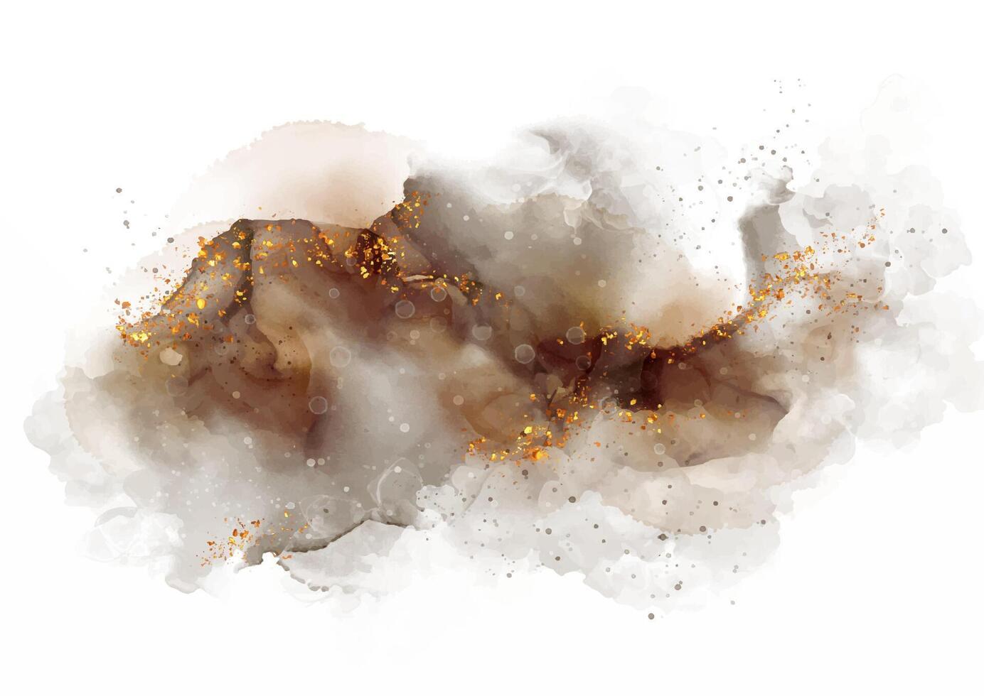 Abstract hand painted watercolour design with gold glitter elements vector