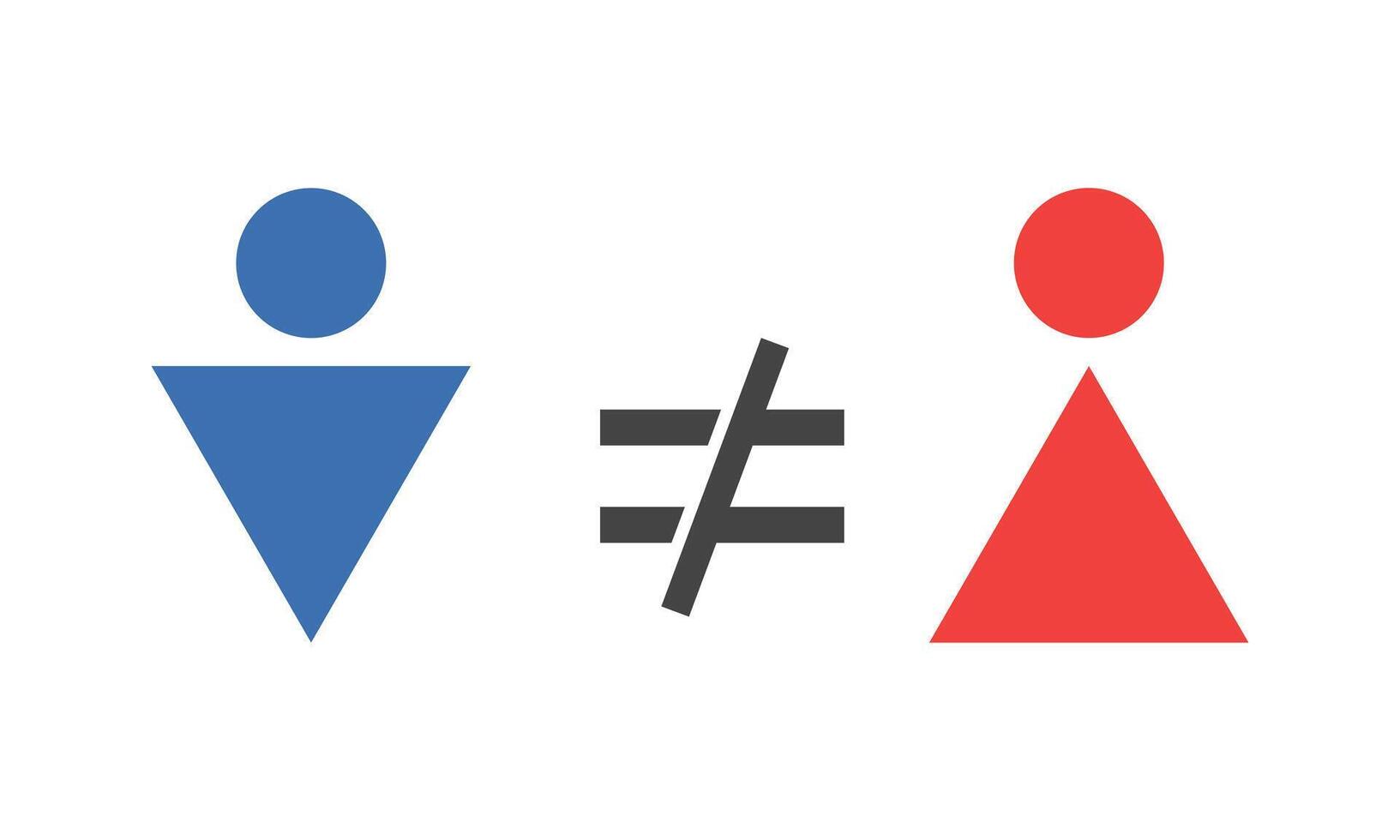 Man and woman imbalance. Gender inequality sign. Unequal status between the male and female vector