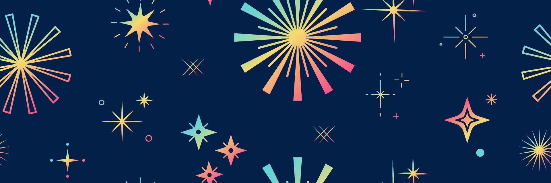 Firework Festive Pattern. Night party seamless print. New Year Holiday. Magic Christmas Cover vector