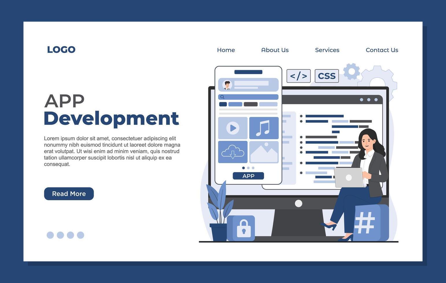 Web page design templates for application development. Modern flat illustration. vector