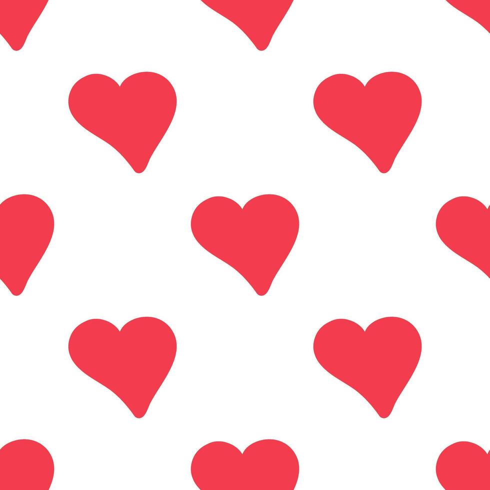 Simple seamless pattern with red double hearts on white background in doodle style vector