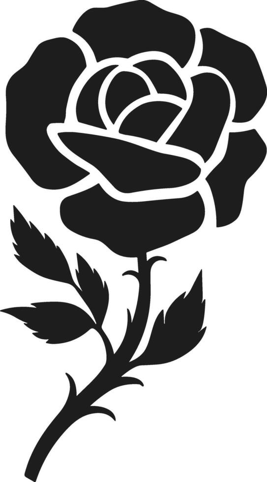 Elegant Full-Bloom Rose Silhouette Illustration for Artistic Designs vector