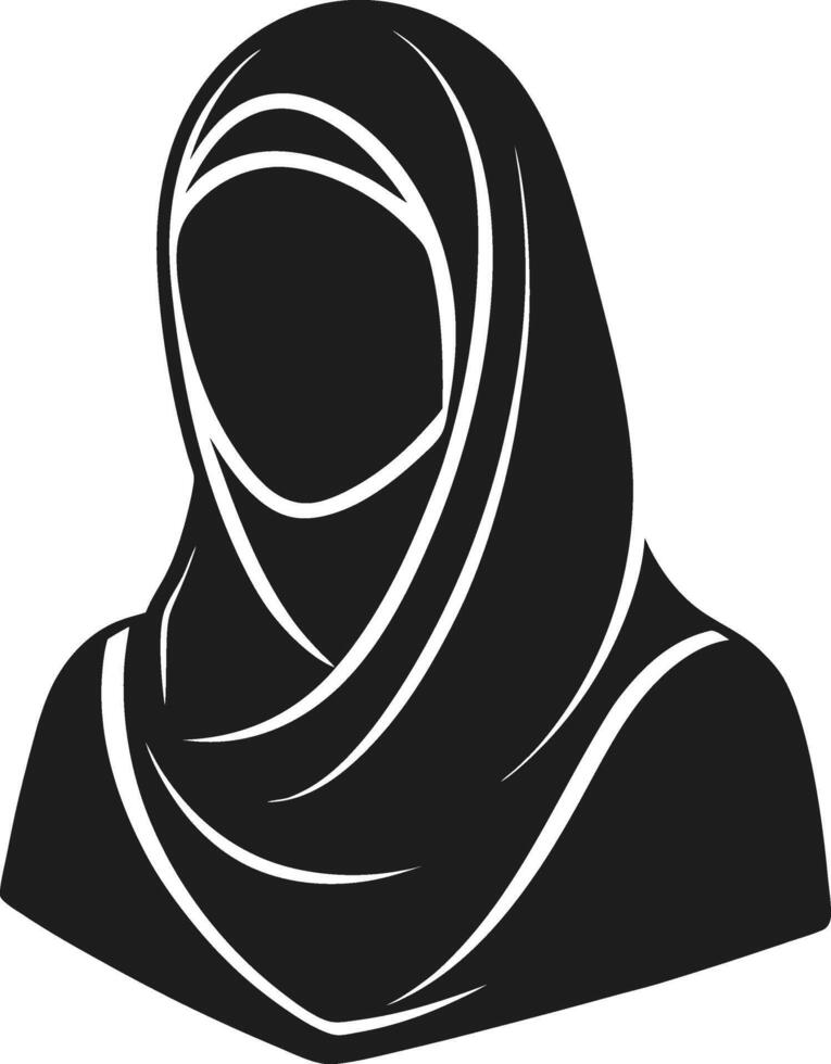 Silhouette of a Woman in Hijab with Graceful Design vector