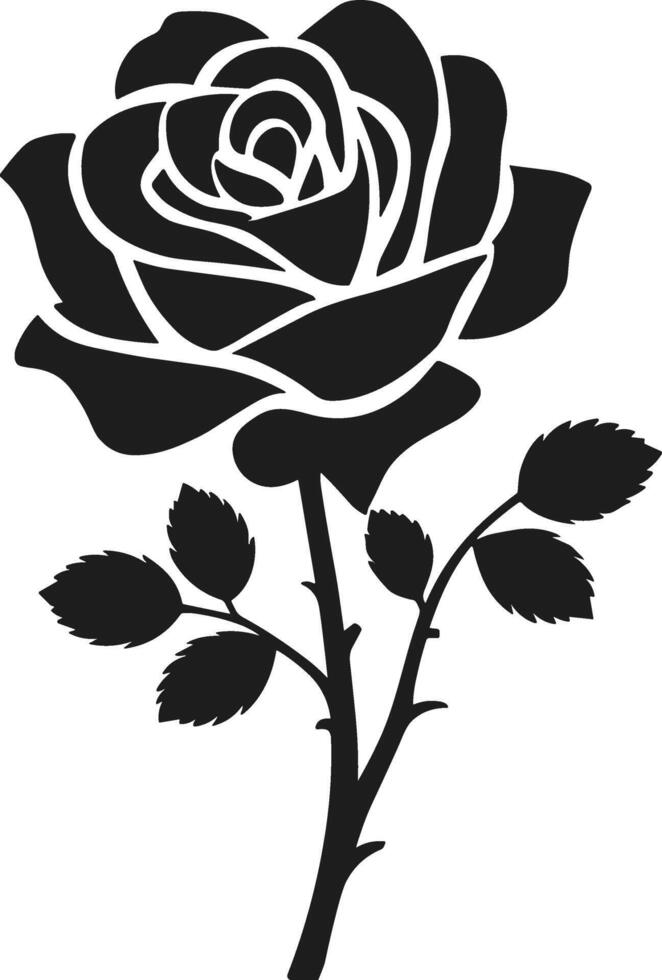 Detailed Full-Bloom Rose Silhouette Illustration for Creative Projects vector