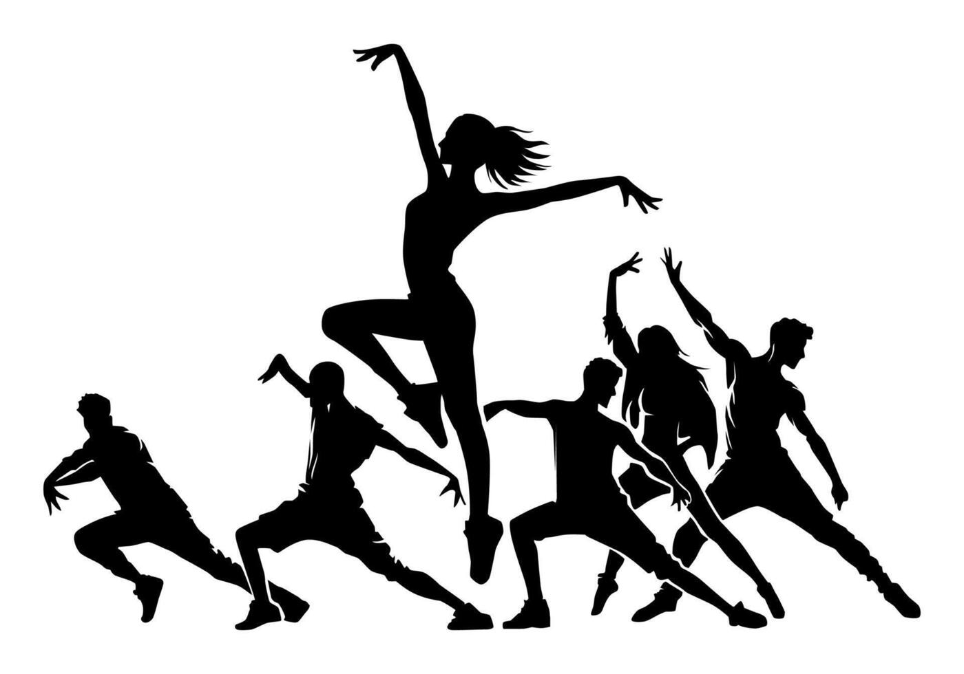 Silhouette group of dancer. Design concept for poster, business advertising, backdrop, banner. Eps 10 vector