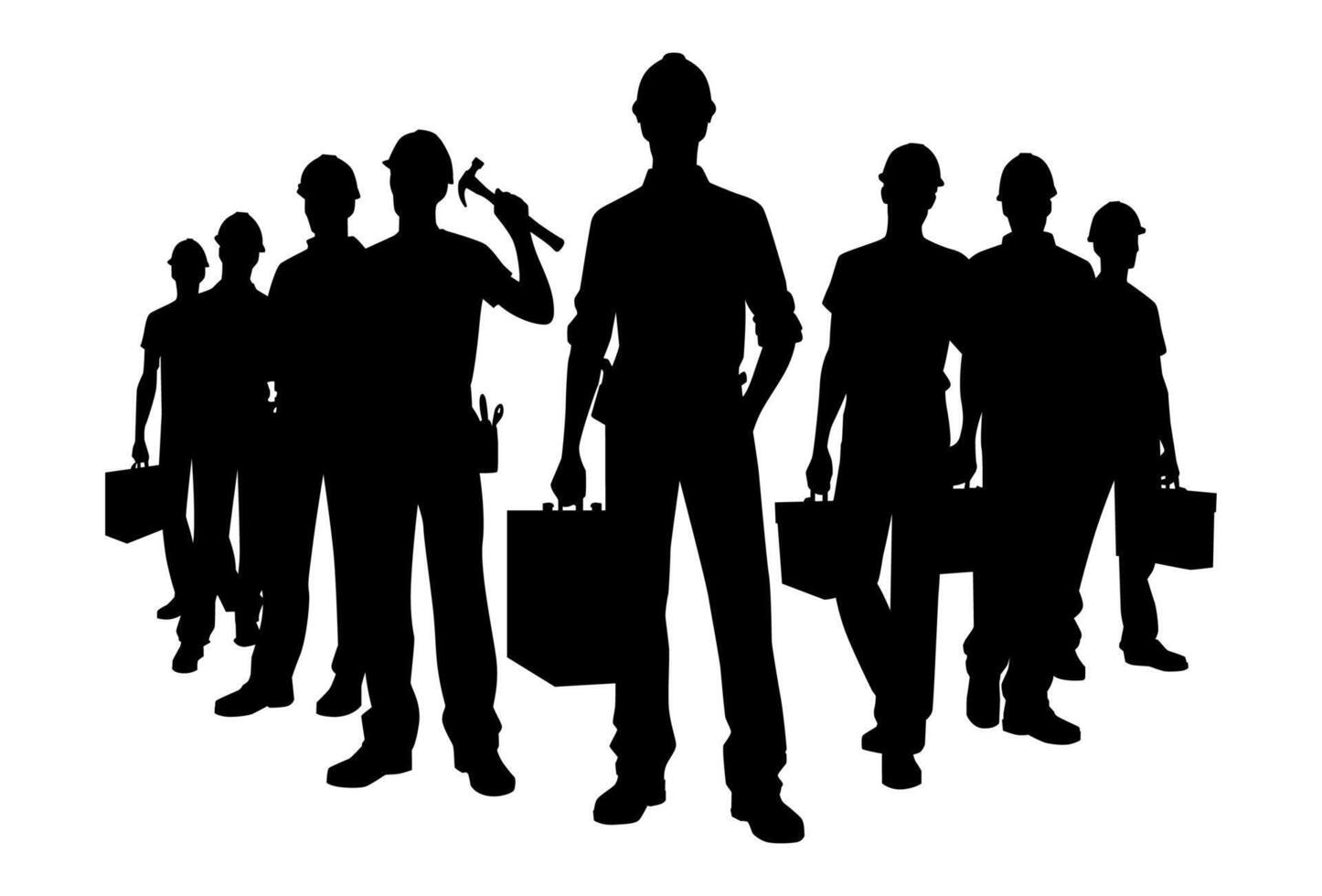 Silhouette group of male worker minimalis. Design concept for poster, business advertising, backdrop, banner. Eps 10 vector