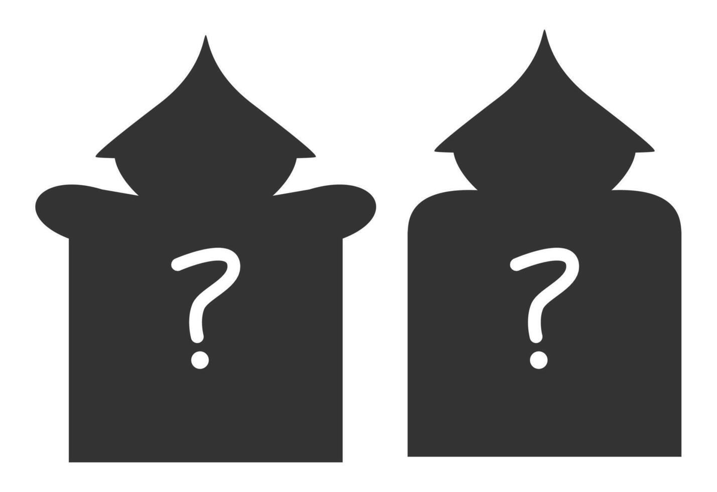This image features two shadowy boxes with question marks, suggesting unknown contents. Ideal for use in games and promotional material. vector
