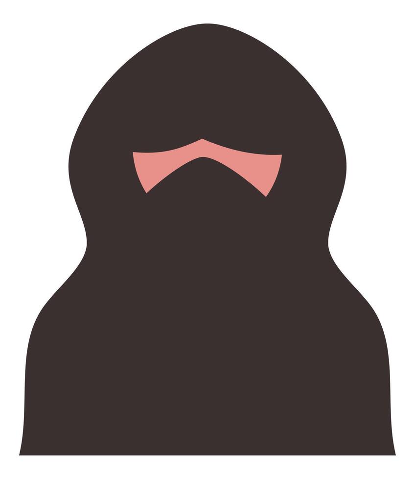silhouette of a person, mysterious person in black robe wearing a face covering or mask. vector