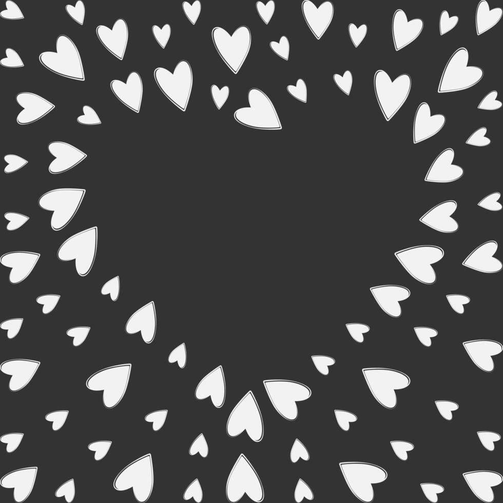 Heart shape hearts Abstract Frame border White on dark background. White Day Copy space Template idea. illustration Thematic cards, posters or web promo banner, leaflets, print materials or tag vector