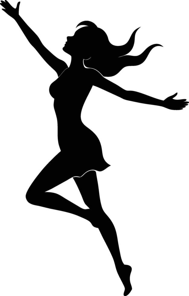 A black cute woman silhouette illustration vector