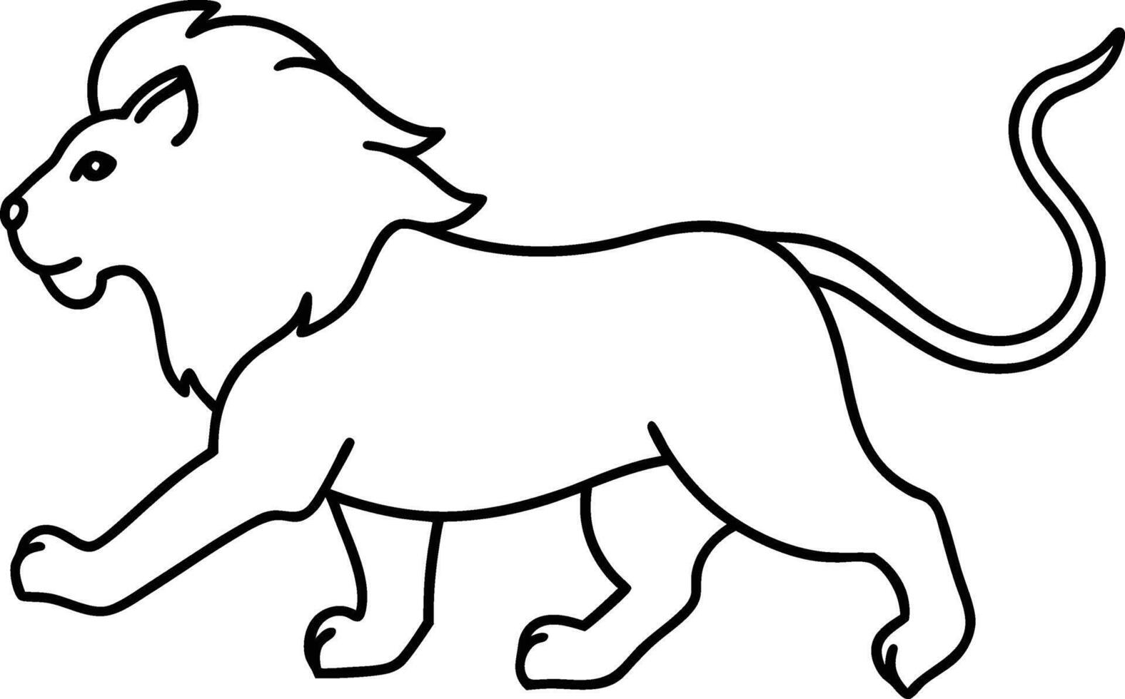 A Lion runs faster line art illustration vector
