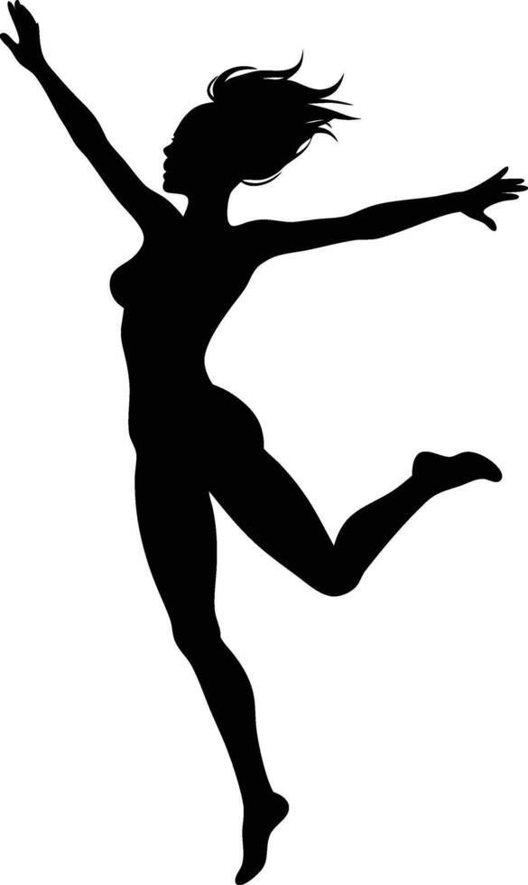 A woman jump silhouette illustration vector