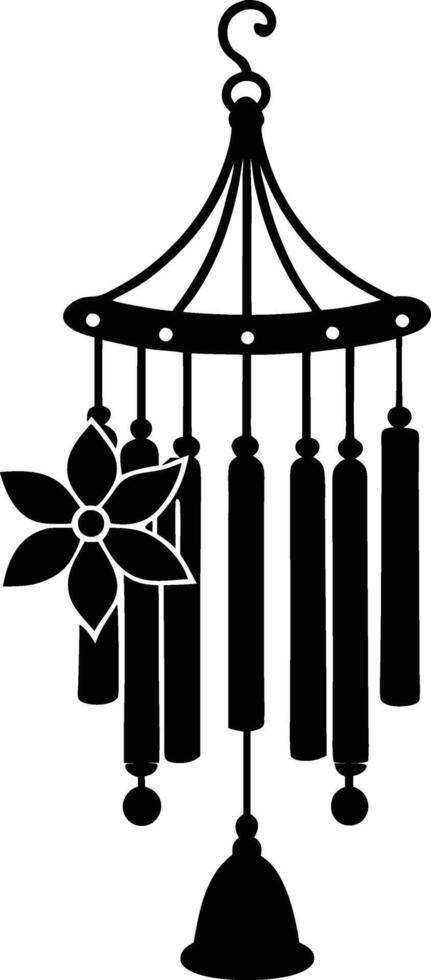 Wind chime silhouette illustration vector