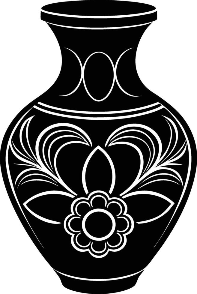 Decorative vase silhouette illustration vector