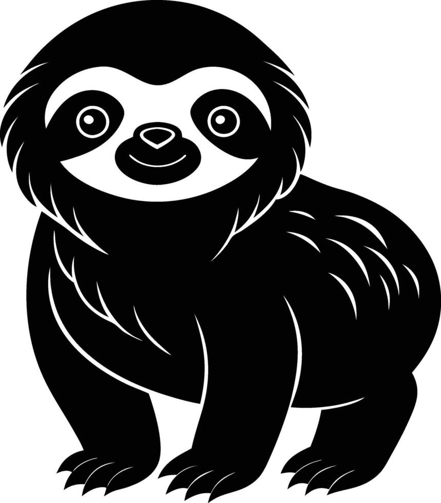 A cute baby Sloth silhouette illustration vector