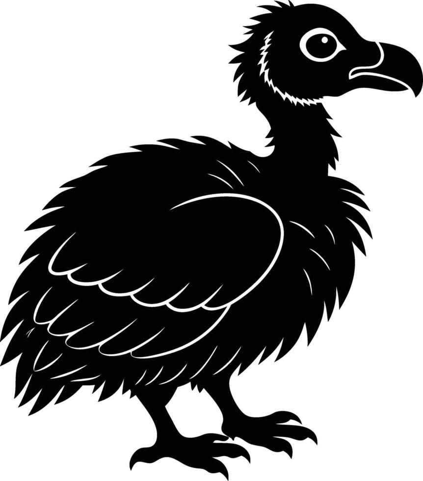 A cute baby Vulture silhouette illustration vector