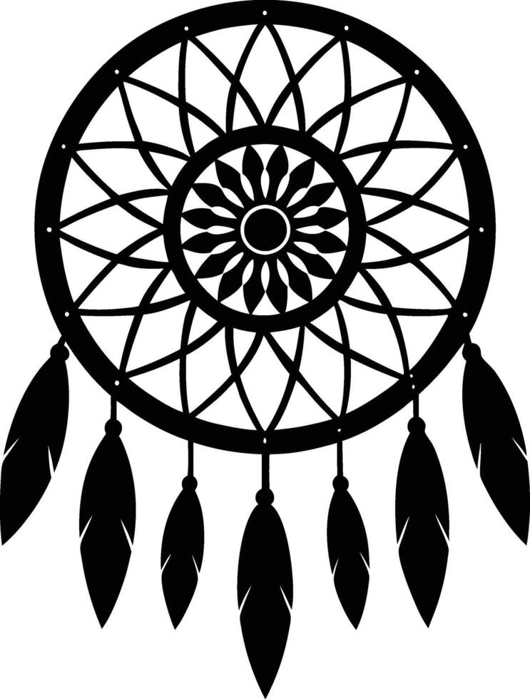 Dream catcher black silhouette illustration vector