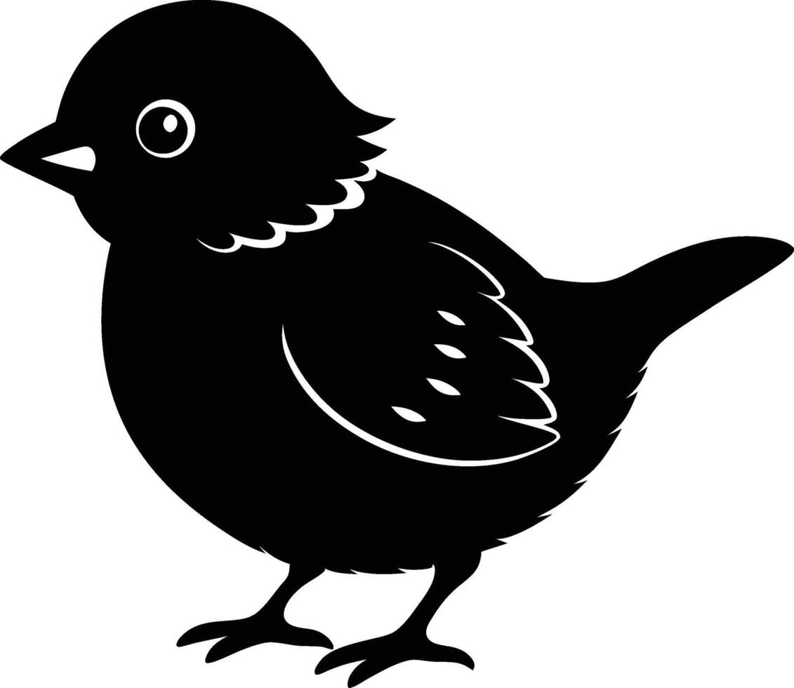 A cute bird Sparrow silhouette vector