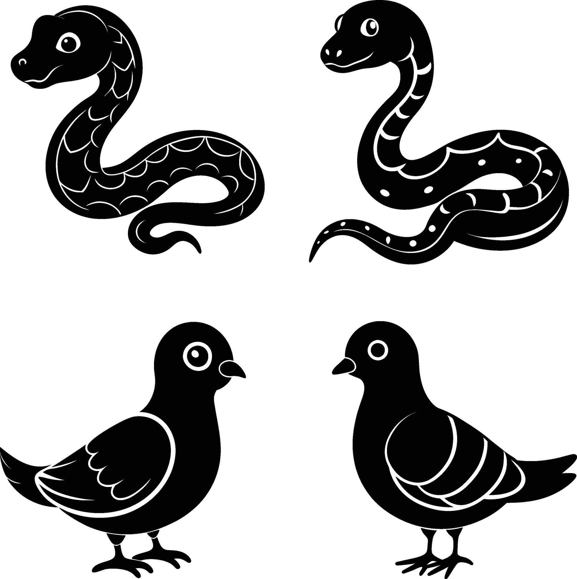 A cute baby Python and Pigeon silhouette 55012780 Vector Art at Vecteezy