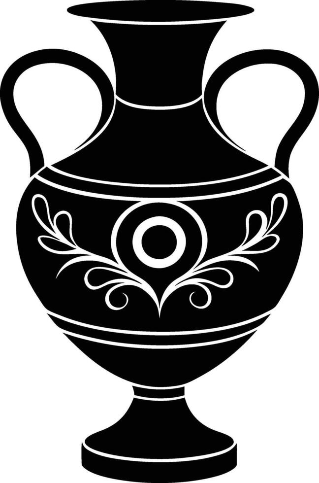 Beautiful Decorative vase silhouette illustration vector