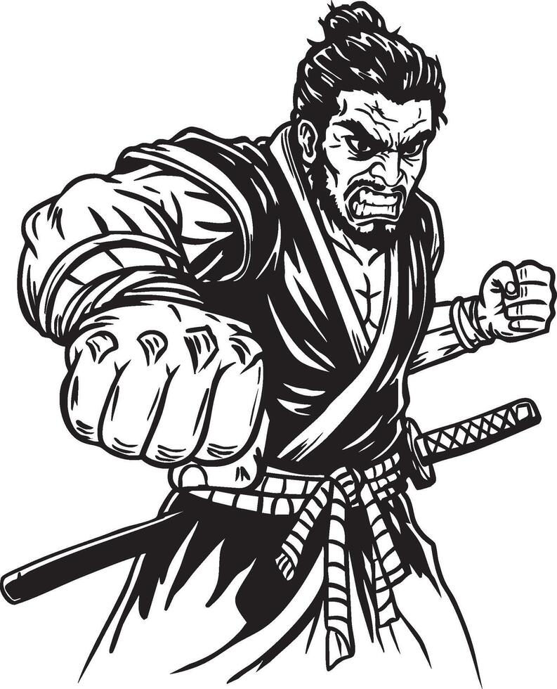 Furious Samurai Punch vector