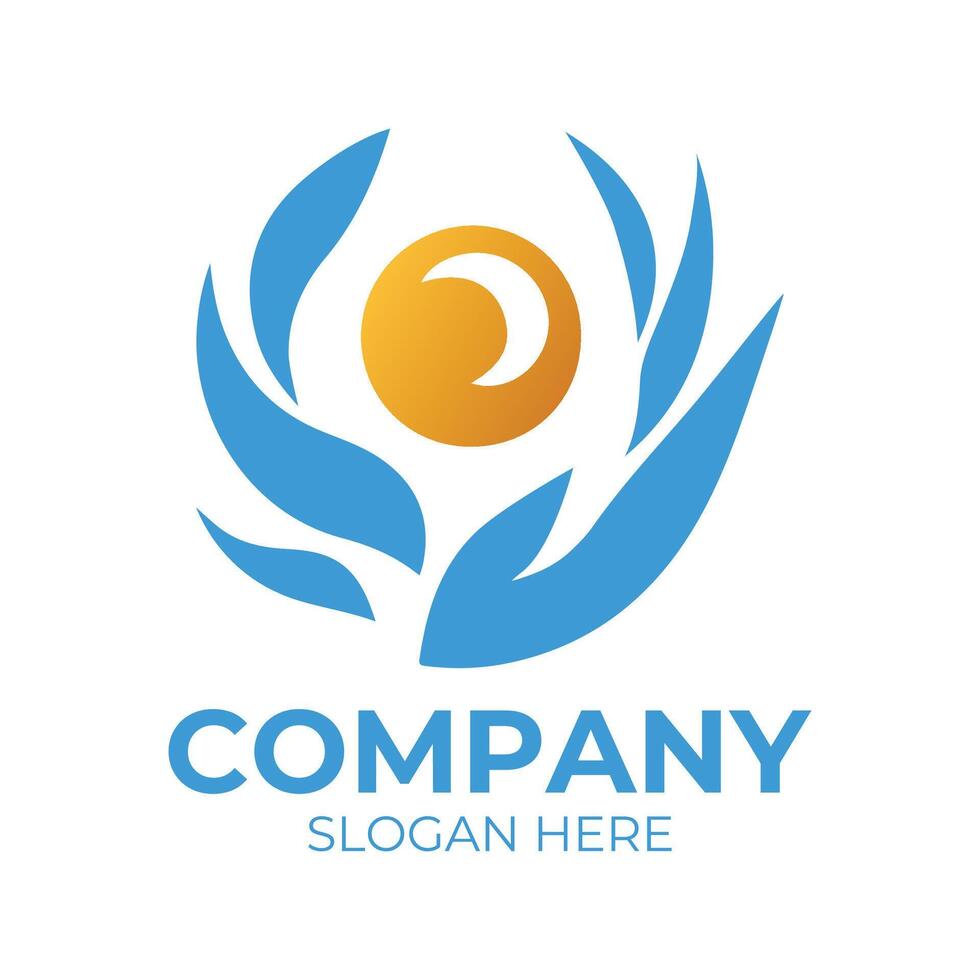 logo for a company that is blue and yellow vector
