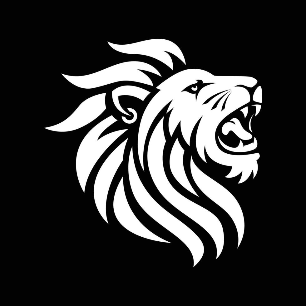 Roaring Lion black and white sports mascot logo vector