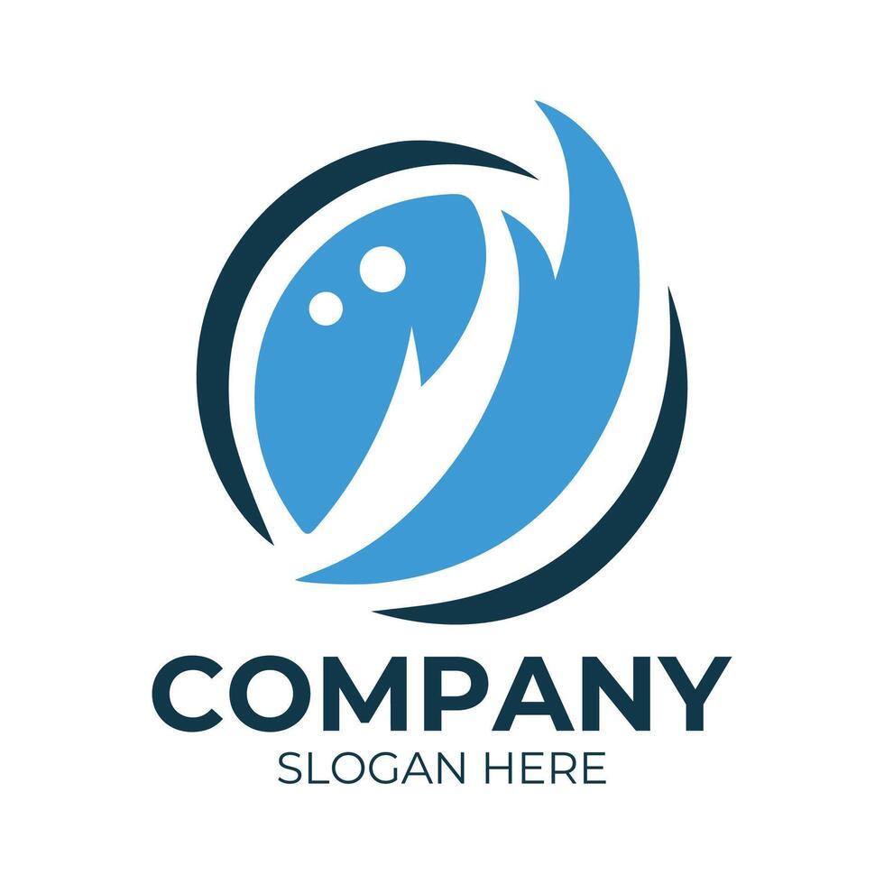 blue logo with a circle shape vector