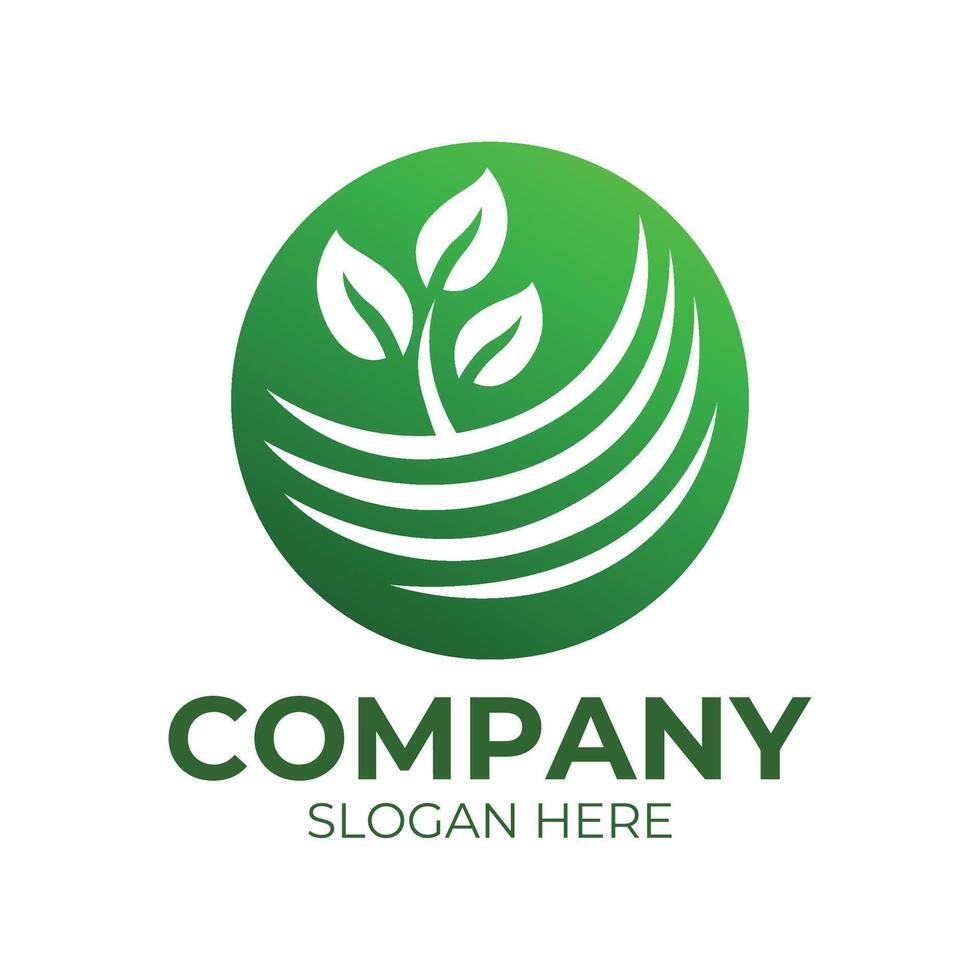 green round leaf logo design vector