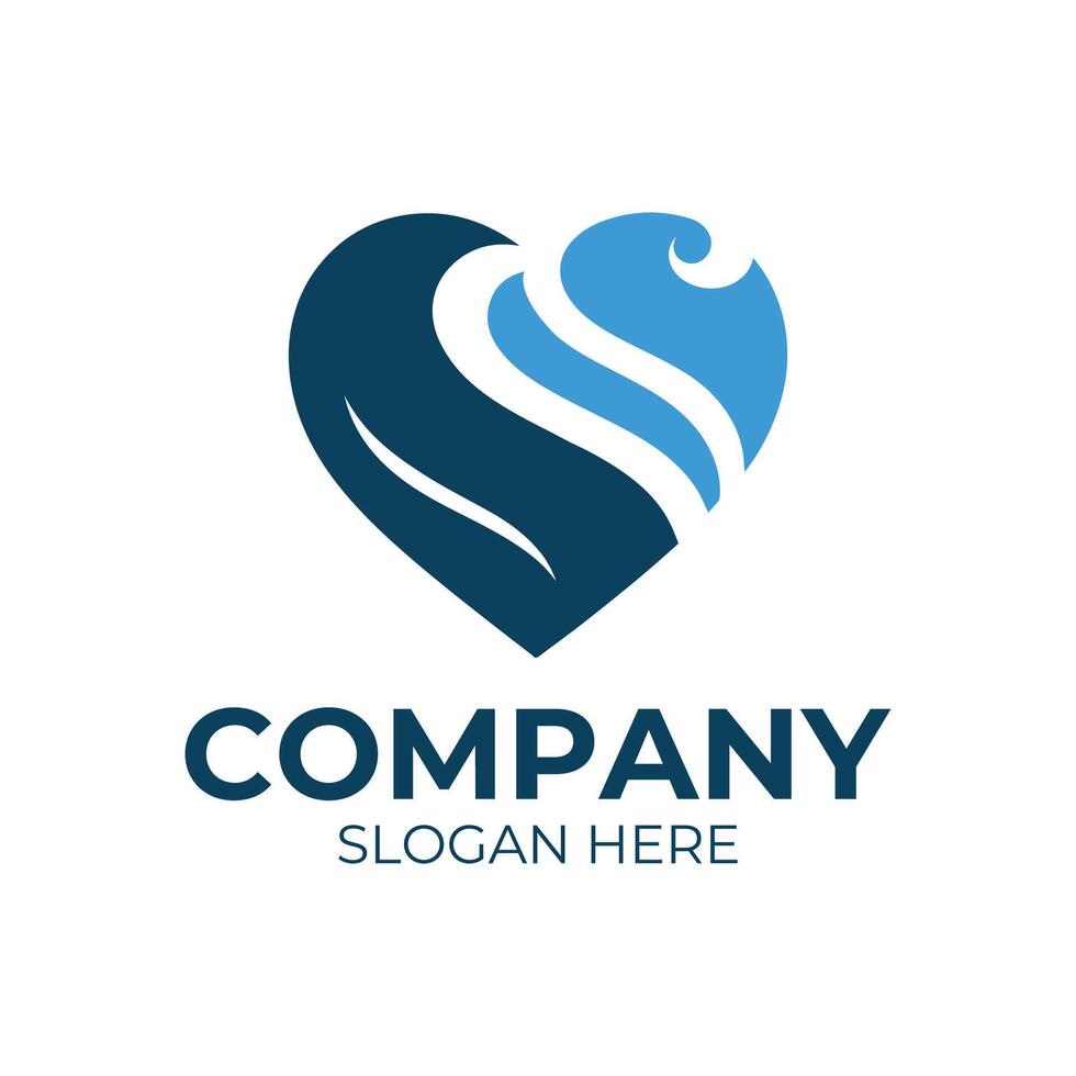 heart logo with a wave in the middle vector