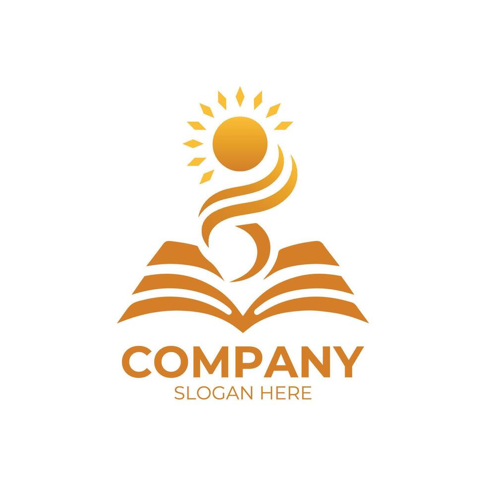 open book logo with a sun vector