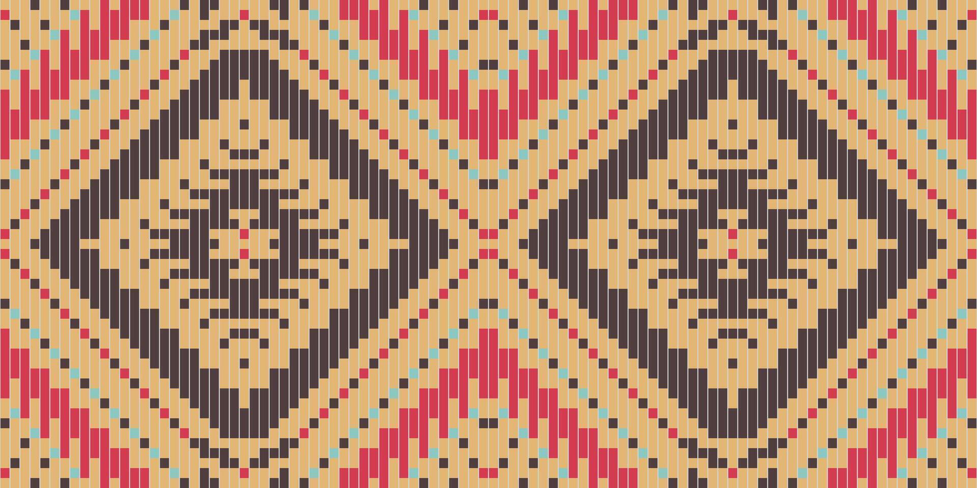 Traditional Thai Art Islamic Geometric Patterns Downloadfolk Embroidery, Aztec Geometric Ornament Print. Design for Carpet, Wallpaper, Clothing, Wrapping, Fabric vector