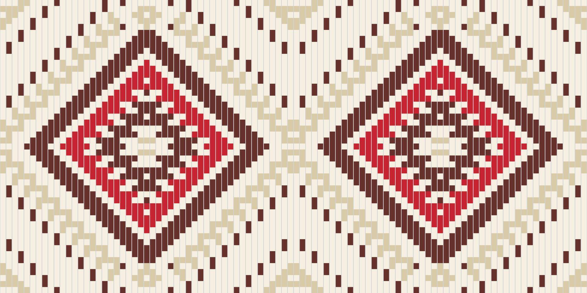 Handicraft Ethnic Geometric Patternfolk Embroidery, Aztec Geometric Ornament Print. Design for Carpet, Wallpaper, Clothing, Wrapping, Fabric vector