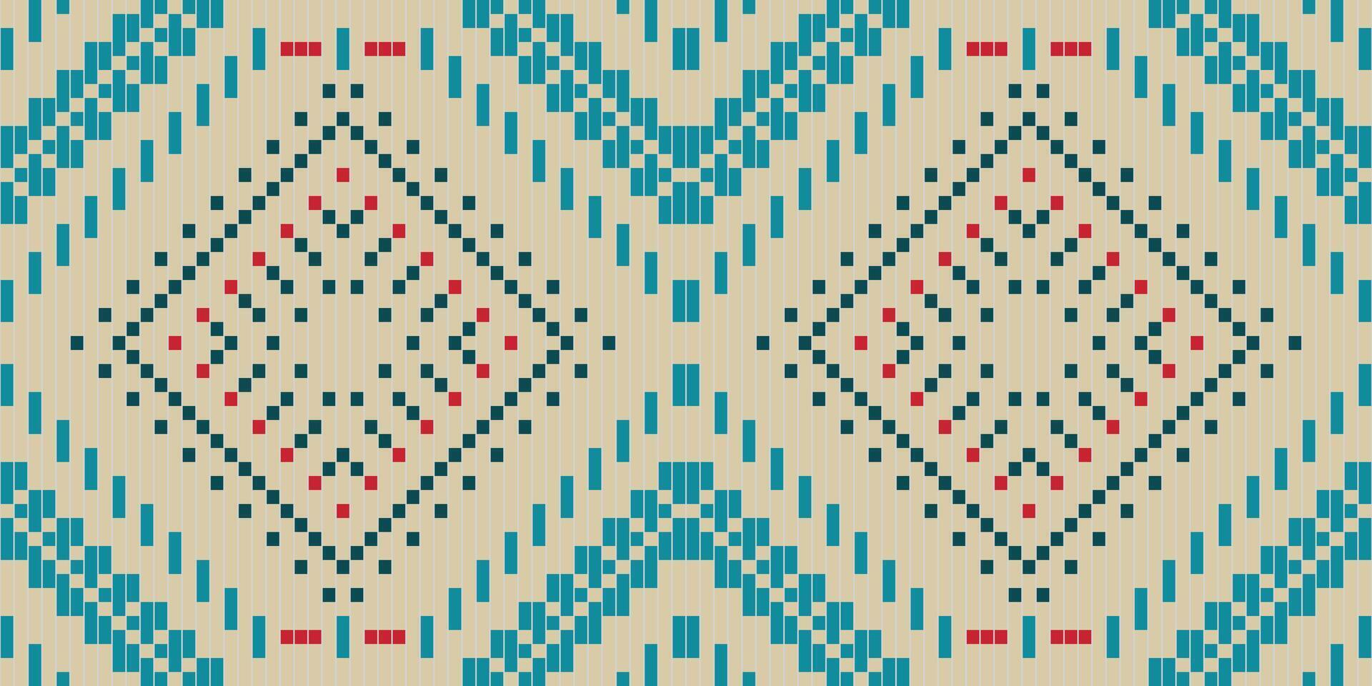 Scandinavian Arabic Tile Patternfolk Embroidery, Aztec Geometric Ornament Print. Design for Carpet, Wallpaper, Clothing, Wrapping, Fabric vector