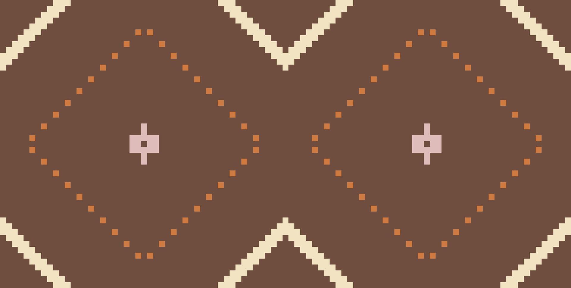 Pixelated Geometric Islamic Patternfolk Embroidery, Aztec Geometric Ornament Print. Design for Carpet, Wallpaper, Clothing, Wrapping, Fabric vector