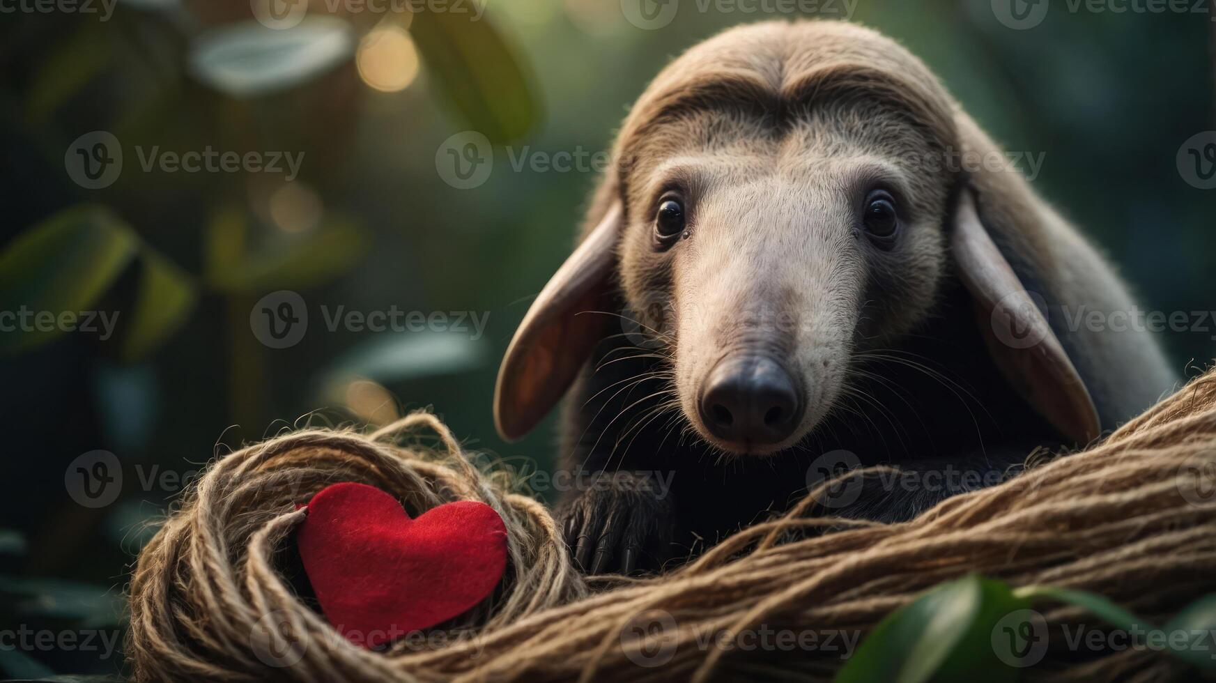 A cute animal with a heart symbol, evoking warmth and affection in a natural setting. photo