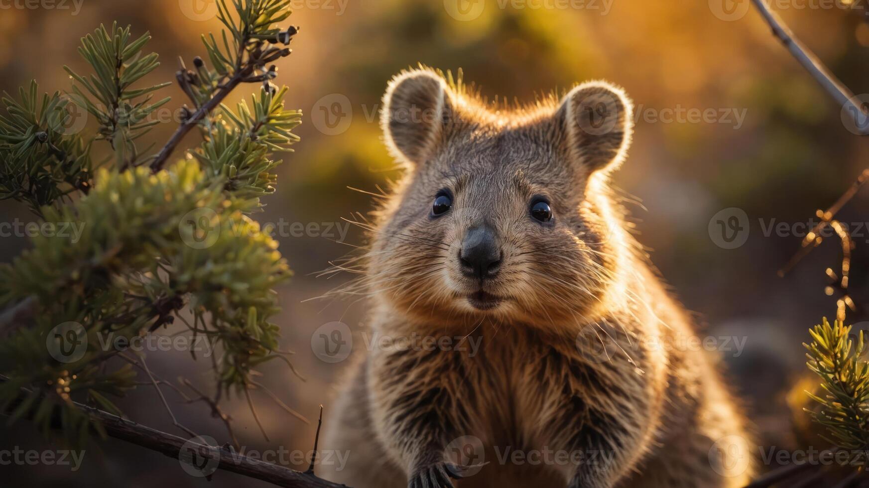 A close-up of a cute animal in a natural setting, showcasing its features and habitat. photo