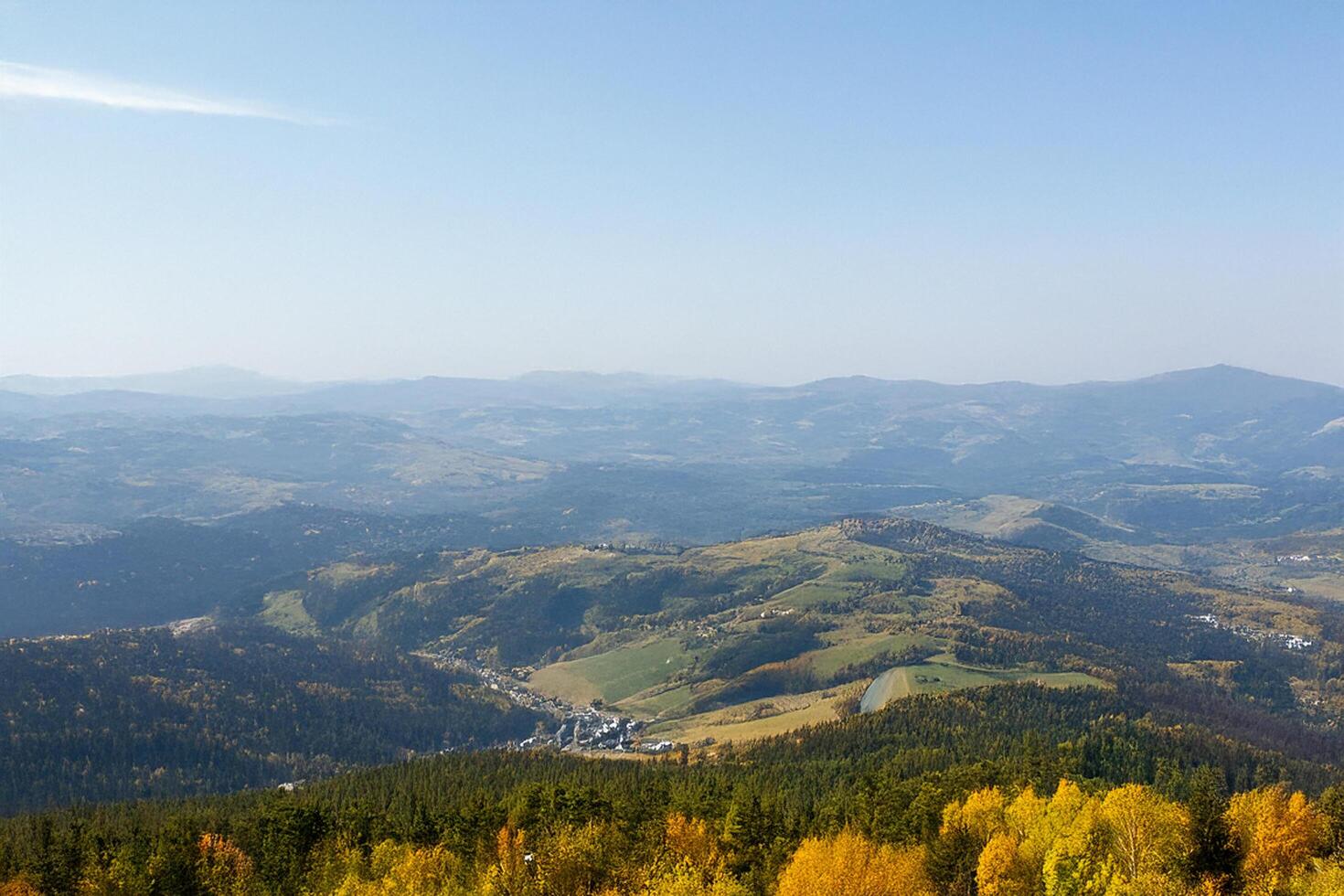 Autumn landscape with mountains and trees photo