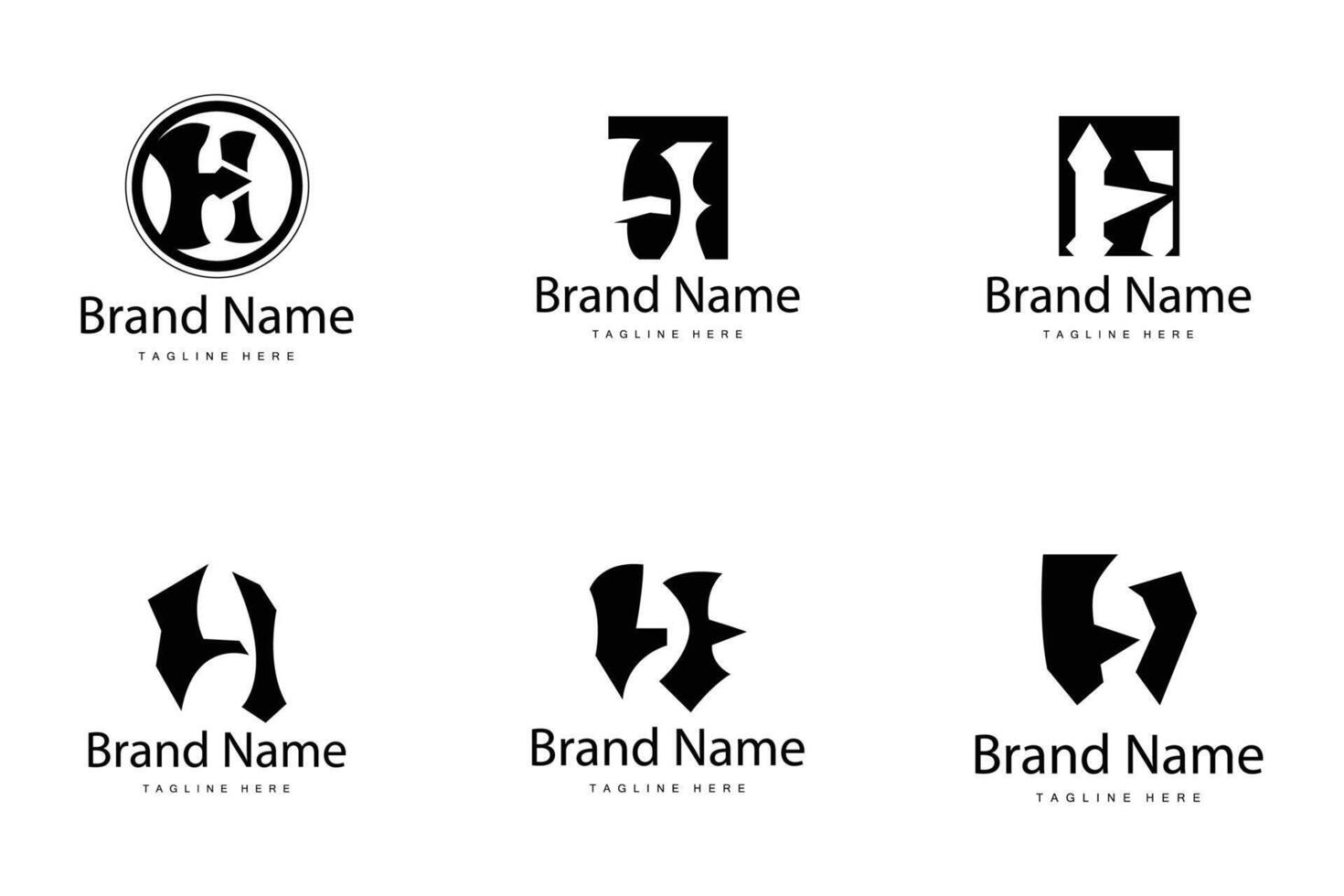 Letter H logo in simple style black alphabet H template collection bundle set vector