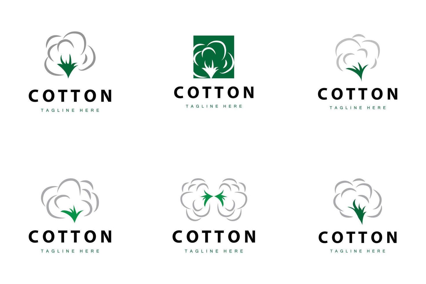 cotton logo design flower soft cotton textile clothing illustration template bundle set collection vector