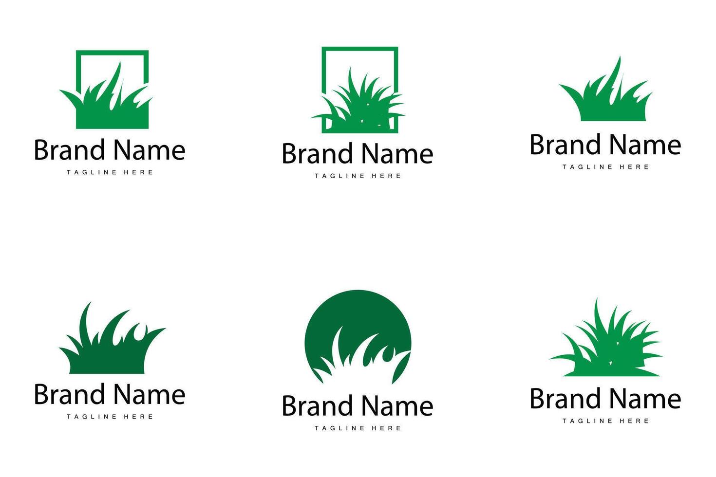 Farm illustration green grass logo design simple natural grass template bundle set collection vector