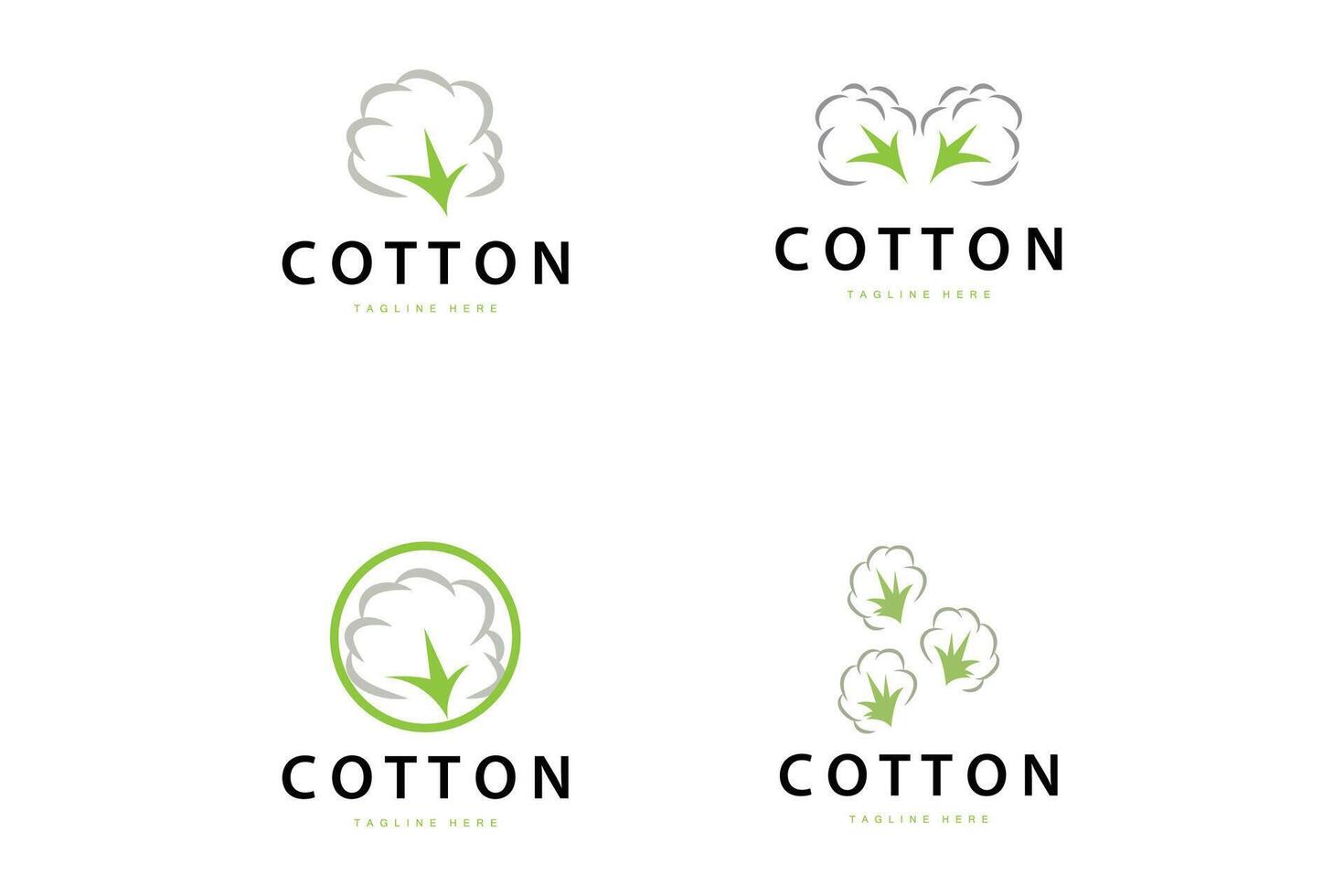 cotton logo design flower soft cotton plant textile material clothing illustration template vector