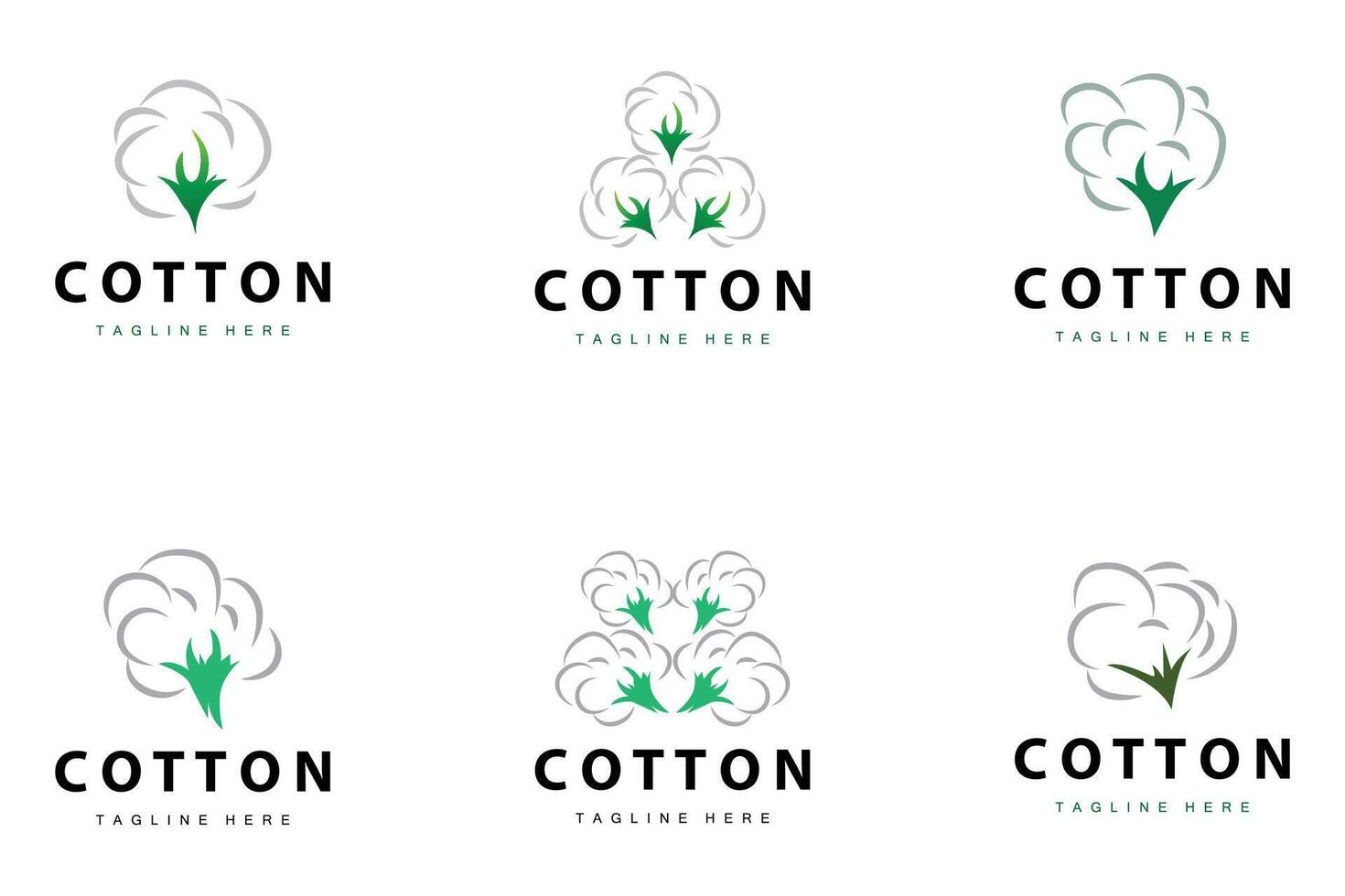 cotton logo design flower soft cotton textile material clothing illustration template bundle set collection vector